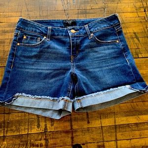 Celebrity Pink Blue Denim Ragged Edge Shorts Size 3/26.